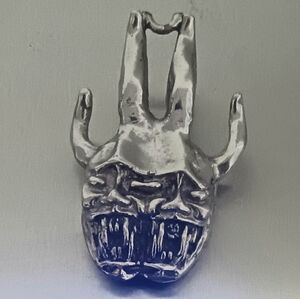 Handmade Metal 2 Faced Horned Devil Demon Lapel Pin Bolo Scarf Slide Unique